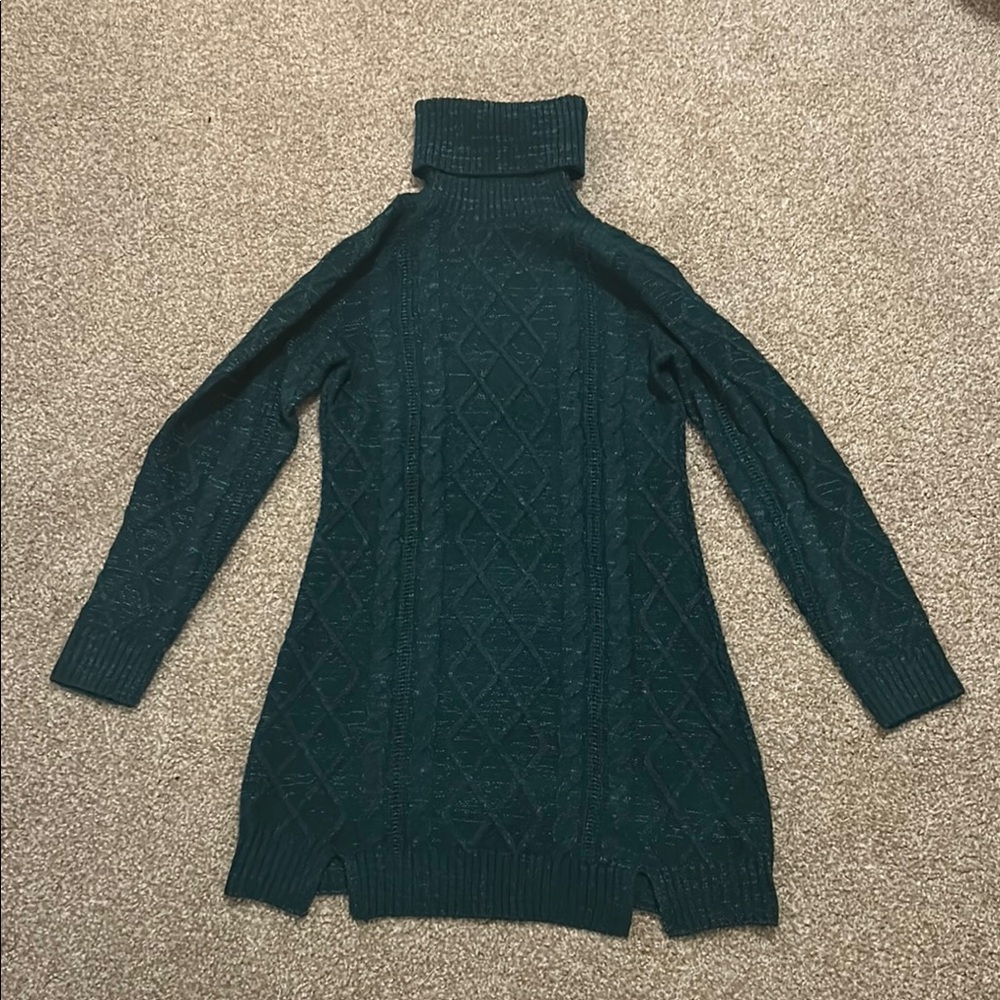 Blue Rain Green Chunky Knit Turtleneck Sweater